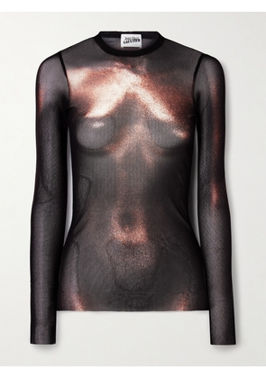 Jean Paul Gaultier - Body Dust Trompe L'oeil Printed Mesh Top - Black - xx small,x small,small,medium,large,x large,xx large