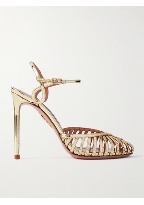 Aquazzura - Sweet Surrender 105 Cutout Mirrored-leather Pumps - Gold - IT36,IT36.5,IT37,IT37.5,IT38,IT38.5,IT39,IT39.5,IT40,IT40.5,IT41,IT41.5,IT42