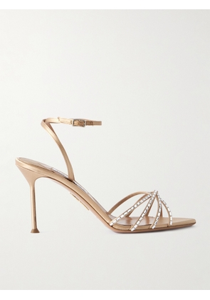 Aquazzura - Tell Me Crystal-embellished Leather Sandals - Neutrals - IT36,IT36.5,IT37,IT37.5,IT38,IT38.5,IT39,IT39.5,IT40,IT40.5,IT41,IT41.5,IT42,IT43