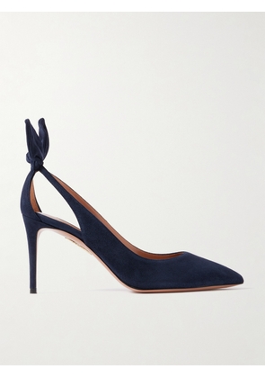 Aquazzura - Bow Tie 85 Suede Pumps - Blue - IT35,IT36,IT36.5,IT37,IT37.5,IT38,IT38.5,IT39,IT39.5,IT40,IT40.5,IT41,IT41.5,IT42,IT43