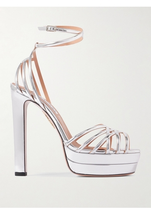 Aquazzura - Wild Dream 105 Metallic Leather Platform Sandals - Silver - IT36,IT36.5,IT37,IT37.5,IT38,IT38.5,IT39,IT39.5,IT40,IT40.5,IT41,IT41.5,IT42