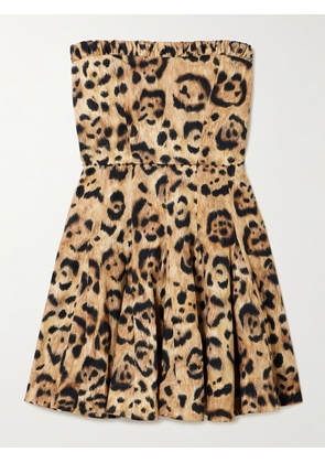 Agua by Agua Bendita - Caudal Strapless Embellished Leopard-print Cotton-blend Mini Dress - Animal print - x small,small,medium,large,x large
