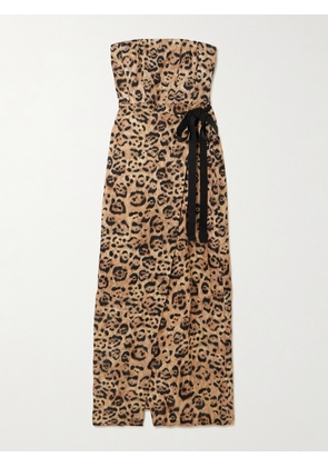 Agua by Agua Bendita - Cinéfila Strapless Wrap-effect Leopard-print Jersey Midi Dress - Animal print - x small,small,medium,large,x large