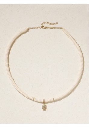 Jacquie Aiche - Thunderbird 14-karat Gold, Bone, Diamond And Emerald Necklace - White - One size