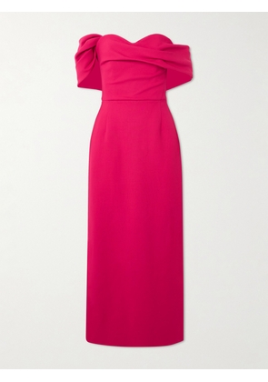 Carolina Herrera - Off-the-shoulder Draped Wool-blend Crepe Midi Dress - Red - US0,US2,US4,US6,US8,US10,US12,US14,US16,US18