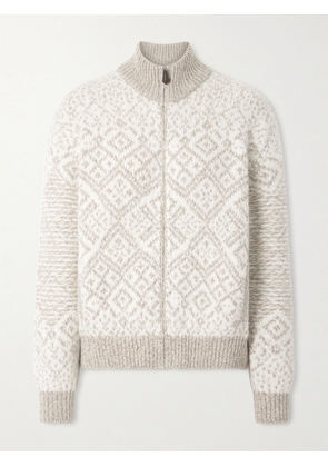 Loro Piana - Jacquard-knit Cashmere Cardigan - Gray - x small,small,medium,large,x large