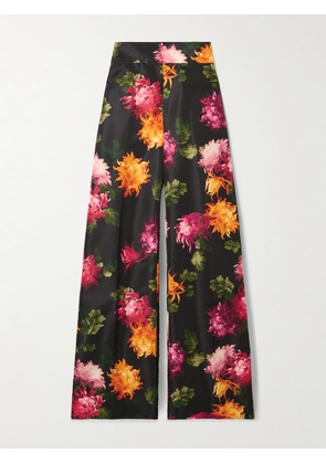 Carolina Herrera - Diane Floral-print Faille Wide-leg Pants - Black - US0,US2,US4,US6,US8,US10