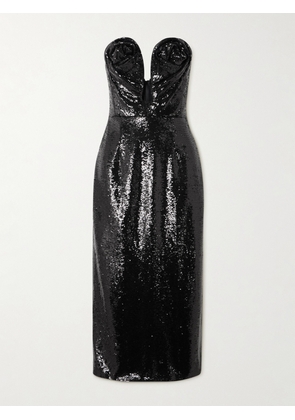 Carolina Herrera - Strapless Sequined Tulle Midi Dress - Black - US2,US4,US6,US8