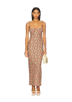 Montce Petal Long Slip Dress in Red,Yellow. Size XL. Also in XS.