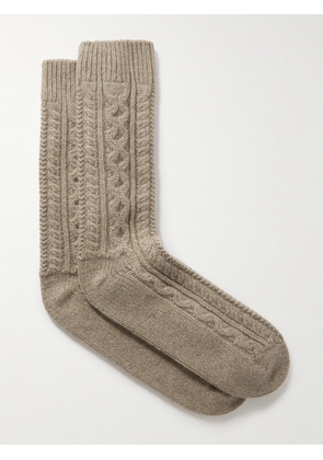 Loro Piana - Eyre Cable-knit Cashmere Socks - Brown - S,M,L