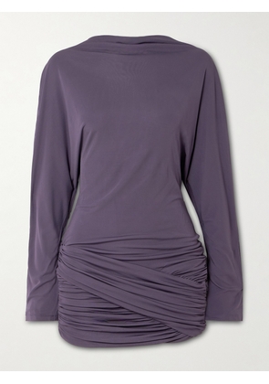 Christopher Esber - Luna Open-back Draped Jersey Mini Dress - Purple - UK 6,UK 8,UK 10,UK 12,UK 14