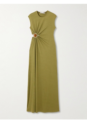 Christopher Esber - Cutout Embellished Ribbed-jersey Maxi Dress - Green - UK 6,UK 8,UK 10,UK 12,UK 14
