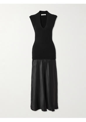 Christopher Esber - Ribbed Cashmere And Silk-satin Maxi Dress - Black - xx small,x small,small,medium,large