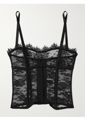 Kiki de Montparnasse - Jolie Satin-trimmed Lace Underwired Bustier Top - Black - x small,small,medium,large,x large