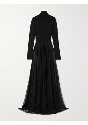 Norma Kamali - Stretch-jersey And Mesh Turtleneck Gown - Black - xx small,x small,small,medium,large,x large