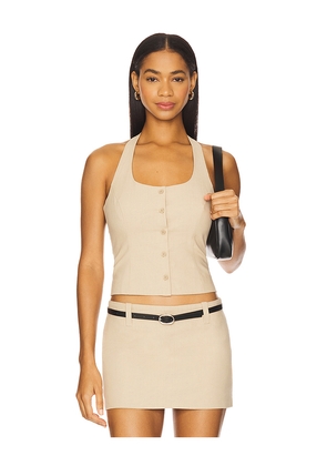 LIONESS Daydreamer Halter Top in Beige. Size M. Also in XS, S, XL.