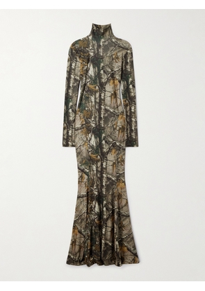 Norma Kamali - Camouflage-print Stretch-jersey Turtleneck Gown - Multi - xx small,x small,small,medium,large,x large