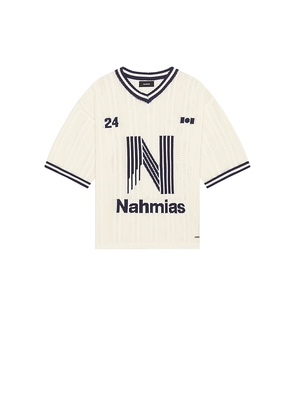 Nahmias Knit Tech N Football Shirt in Ivory. Size L. Also in M, S.