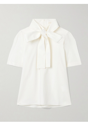 SHUSHU/TONG - Tie-neck Cotton-poplin Blouse - White - UK 4,UK 6,UK 8,UK 10,UK 12,UK 14,UK 16