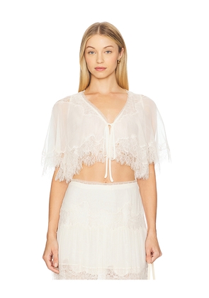 LoveShackFancy Thessia Top in Ivory. Size L. Also in XS, M.