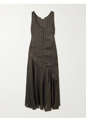 Dries Van Noten - Striped Satin Midi Dress - Brown - FR 34,FR 36,FR 38,FR 40,FR 42