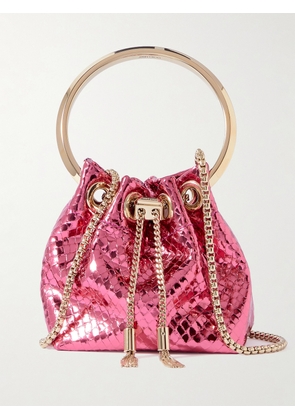 Jimmy Choo - Bon Bon Micro Metallic Textured-leather Bucket Bag - Pink - One size