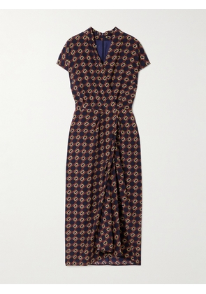 Dries Van Noten - Wrap-effect Printed Silk-crepe Midi Dress - Brown - FR 34,FR 36,FR 38,FR 40,FR 42,FR 44