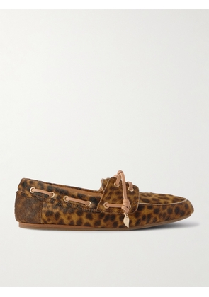 Ancient Greek Sandals - Pliaria Leopard-print Leather-trimmed Calf Hair Boat Shoes - Animal print - IT36,IT37,IT38,IT39,IT40,IT41,IT42
