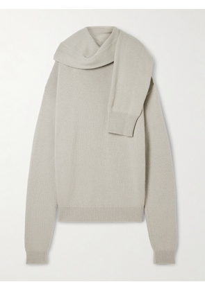 Calvin Klein Collection - Mia Scarf-detailed Cashmere Sweater - Gray - x small,small,medium,large