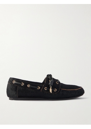 Ancient Greek Sandals - Pliaria Leather-trimmed Pony Hair Boat Shoes - Black - IT36,IT37,IT38,IT39,IT40,IT41,IT42