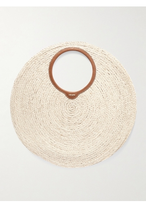 Cult Gaia - Amun Large Leather-trimmed Raffia Shoulder Bag - White - One size