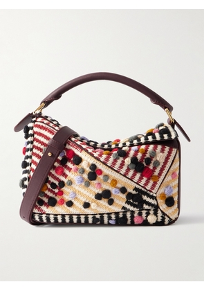 LOEWE - Puzzle Small Leather-trimmed Embroidered Canvas Shoulder Bag - Multi - One size