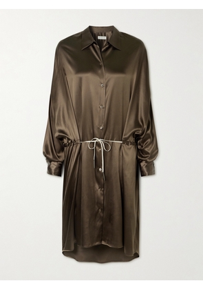 Dries Van Noten - Silk-blend Satin Shirt Dress - Brown - x small,small,medium,large