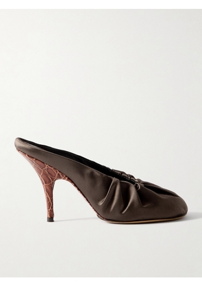Dries Van Noten - Ruched Satin Mules - Brown - IT35,IT35.5,IT36,IT36.5,IT37,IT37.5,IT38,IT38.5,IT39,IT39.5,IT40,IT40.5,IT41
