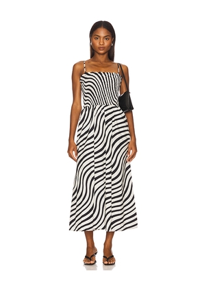 Nation Los Angeles Sibelle Smocked Dress in Black & White. Size L. Also in S, XS, M, XL/1X.