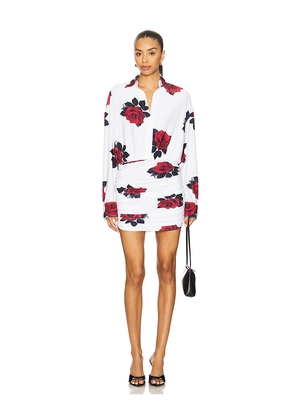 Norma Kamali Boyfriend Neck Mini Dress in White. Size L. Also in M.