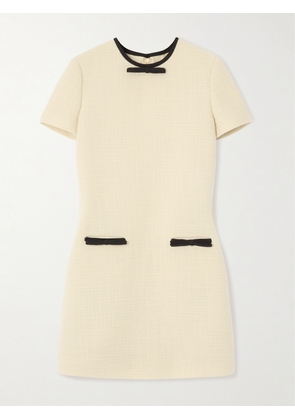 Valentino Garavani - Bow-embellished Wool-blend Tweed Mini Dress - Cream - IT36,IT38,IT40,IT42,IT44,IT46,IT48