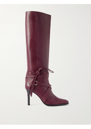 Isabel Marant - Analui Tasseled Buckled Leather Knee Boots - Burgundy - FR36,FR37,FR38,FR39,FR40,FR41