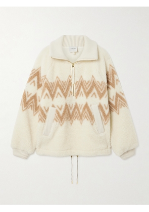 Varley - Hendrik Ribbed Knit-trimmed Printed Fleece Half-zip Sweater - Cream - xx small,x small,small,medium,large,x large