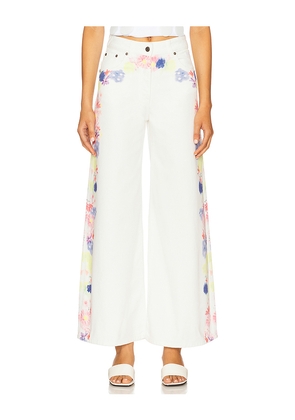MSGM Printed Wide Leg Pants in White. Size 36. Also in 38, 40, 42.