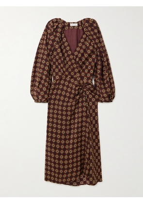 Dries Van Noten - Printed Silk Crepe De Chine Wrap-effect Midi Dress - Brown - FR 34,FR 36,FR 38,FR 40,FR 42,FR 44