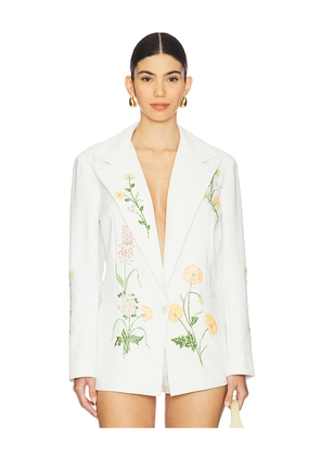 LA FUORI Summer Bloom Embellished Jacket in White. Size L. Also in M.