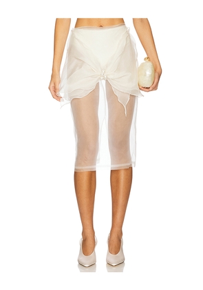 Milkwhite x REVOLVE Organza Midi Skirt With Big Bow in White. Size L. Also in S, XS, M.