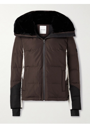 Yves Salomon - Shearling-trimmed Color-block Padded Shell Ski Jacket - Brown - FR 34,FR 36,FR 38,FR 40,FR 42,FR 44
