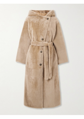 Yves Salomon - Hooded Belted Shearling Coat - Neutrals - FR 34,FR 36,FR 38,FR 40,FR 42,FR 44