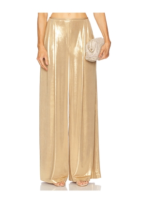 Norma Kamali Mens Pleat Pant in Metallic Gold. Size L. Also in M, S.