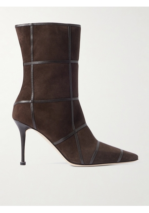 Manolo Blahnik - Trulonapla 90 Leather-trimmed Suede Ankle Boots - Brown - IT36,IT36.5,IT37,IT37.5,IT38,IT38.5,IT39,IT39.5,IT40,IT40.5,IT41,IT41.5,IT42