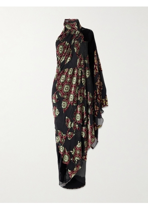 Dries Van Noten - Devoré-velvet Halterneck Blouse - Black - FR 34,FR 36,FR 38