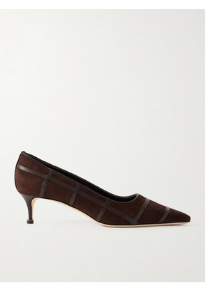 Manolo Blahnik - Marenpla 50 Leather-trimmed Suede Pumps - Brown - IT36,IT36.5,IT37,IT37.5,IT38,IT38.5,IT39,IT39.5,IT40,IT40.5,IT41,IT41.5,IT42,IT43