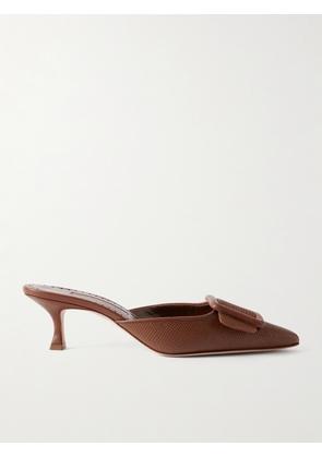 Manolo Blahnik - Maysalebi 50 Lizard-effect Leather Mules - Brown - IT35,IT36,IT36.5,IT37,IT37.5,IT38,IT38.5,IT39,IT39.5,IT40,IT40.5,IT41,IT41.5,IT42,IT43